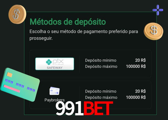 O cassino 991Bet oferece uma grande variedade de métodos de pagamento